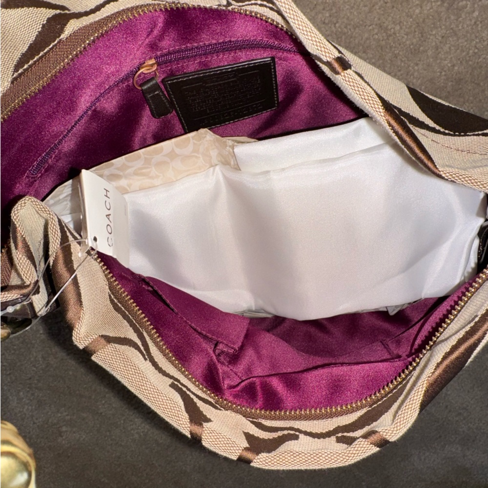 NWT Vintage Coach Carly Large Hobo Signature C Embroidered Leather Trim Bag - Picture 11 of 11